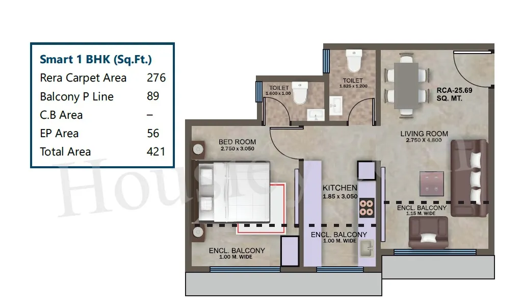 Navkar Harmony Unit plan - 421 sq.ft.